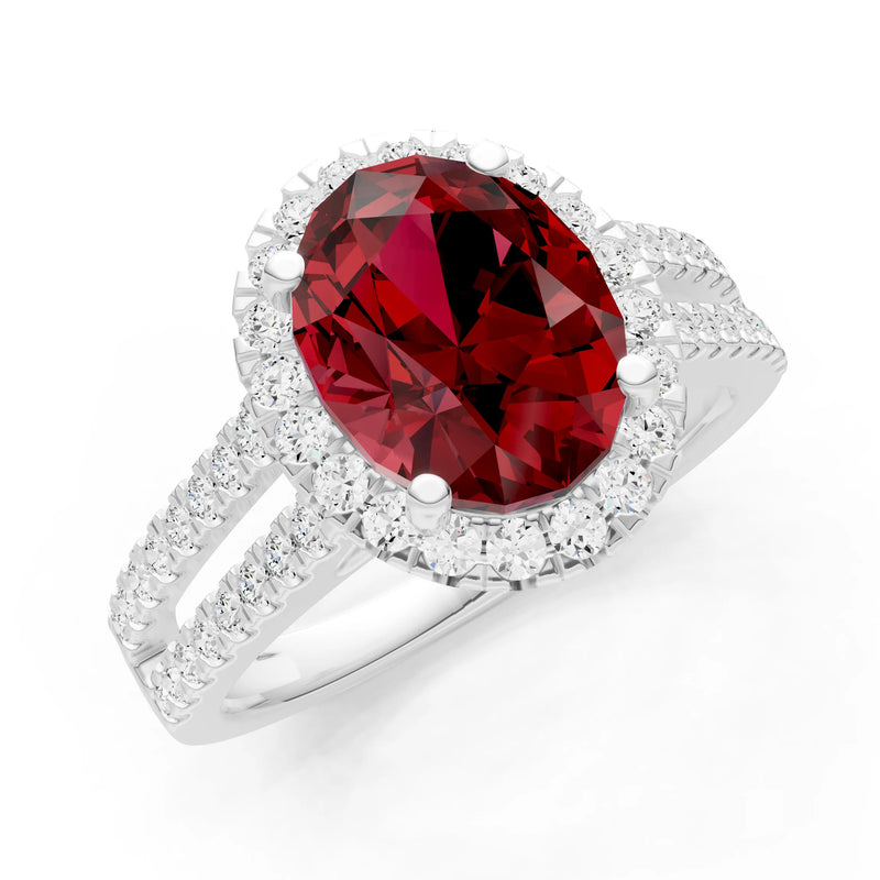 Oval Cut Halo Double Band Pave