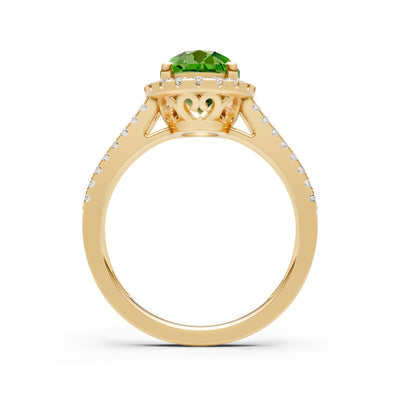Oval Cut Halo Double Band Pave