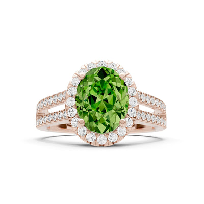 Oval Cut Halo Double Band Pave