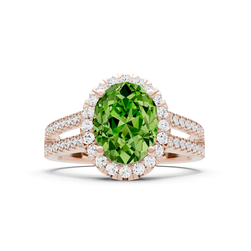 Oval Cut Halo Double Band Pave