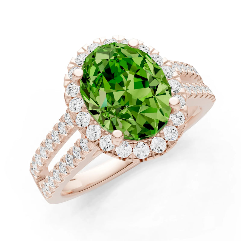 Oval Cut Halo Double Band Pave