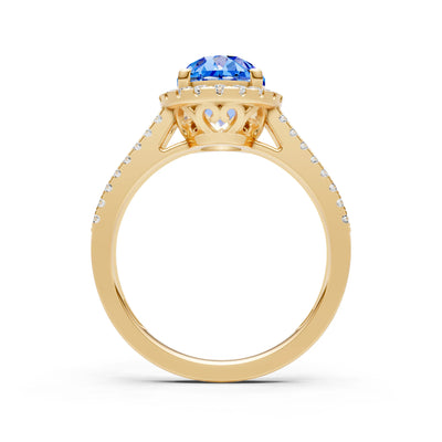 Oval Cut Halo Double Band Pave