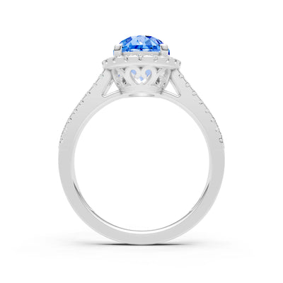 Oval Cut Halo Double Band Pave