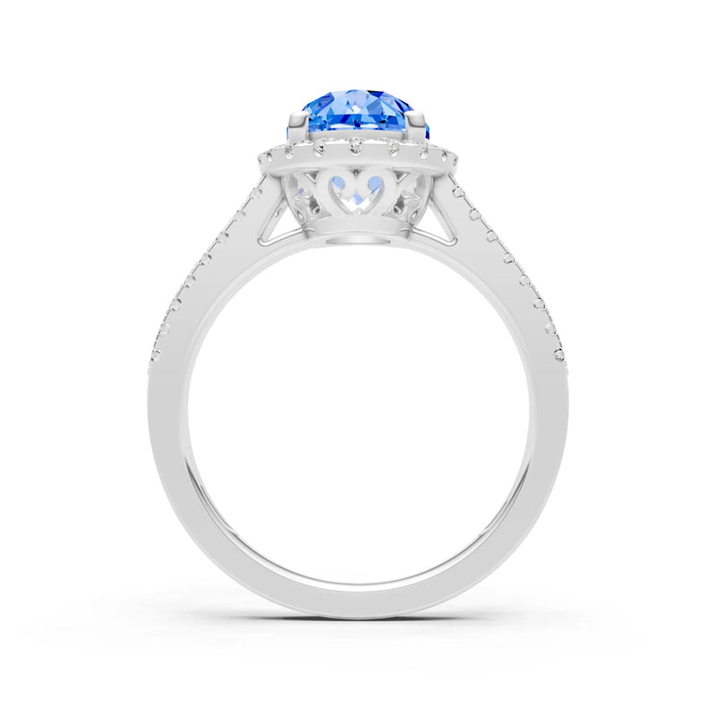 Oval Cut Halo Double Band Pave