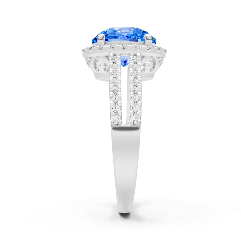 Oval Cut Halo Double Band Pave
