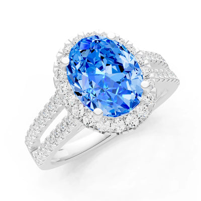 Oval Cut Halo Double Band Pave