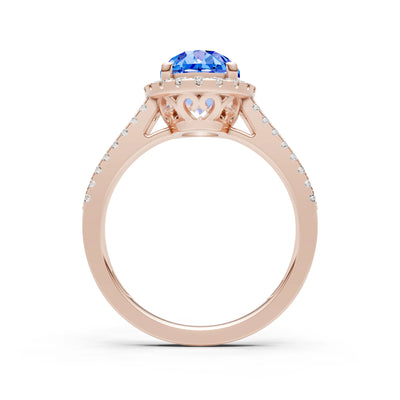 Oval Cut Halo Double Band Pave