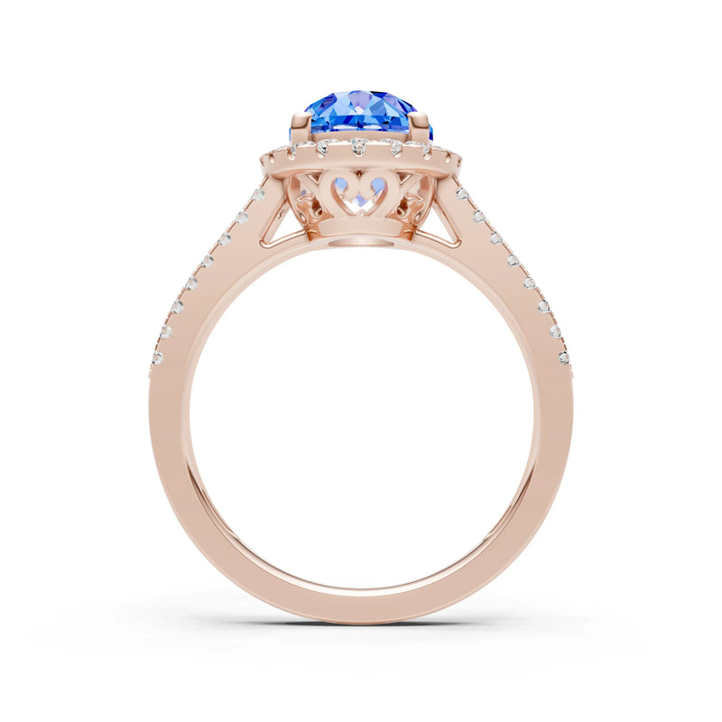 Oval Cut Halo Double Band Pave
