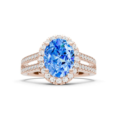 Oval Cut Halo Double Band Pave