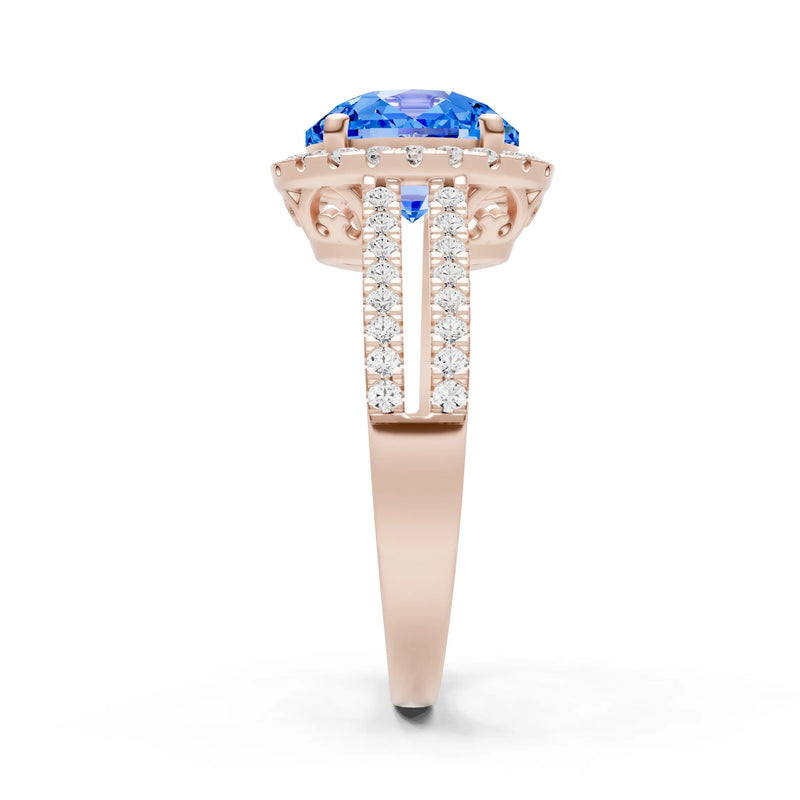 Oval Cut Halo Double Band Pave
