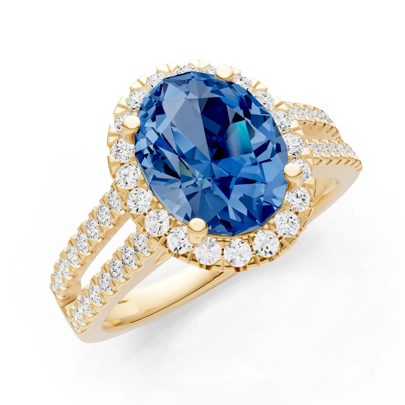 Oval Cut Halo Double Band Pave