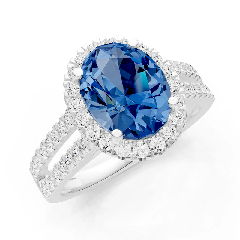 Oval Cut Halo Double Band Pave