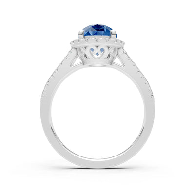 London Blue Topaz Halo Double Oval Cut Band Pave