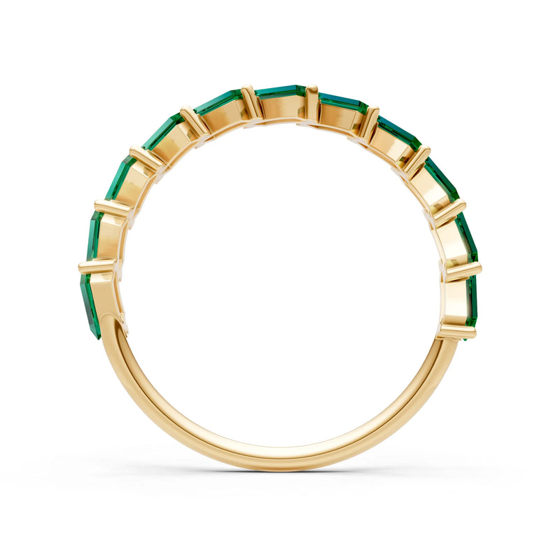 Baguette Gemstone Dainty Zigzag Prong Bar Full Band