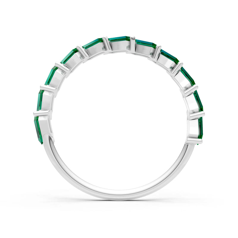 Baguette Gemstone Dainty Zigzag Prong Bar Full Band