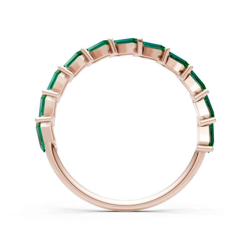 Baguette Gemstone Dainty Zigzag Prong Bar Full Band