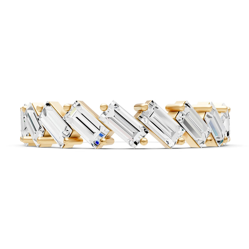 Baguette Gemstone Dainty Zigzag Prong Bar Full Band