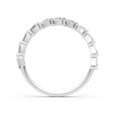 Baguette Gemstone Dainty Zigzag Prong Bar Full Band