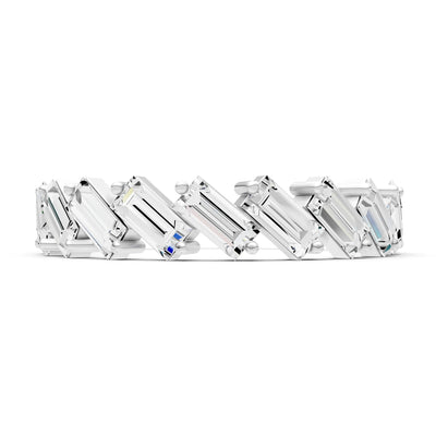 Diamond Dainty Zigzag Baguette Cut Prong Bar Full Band