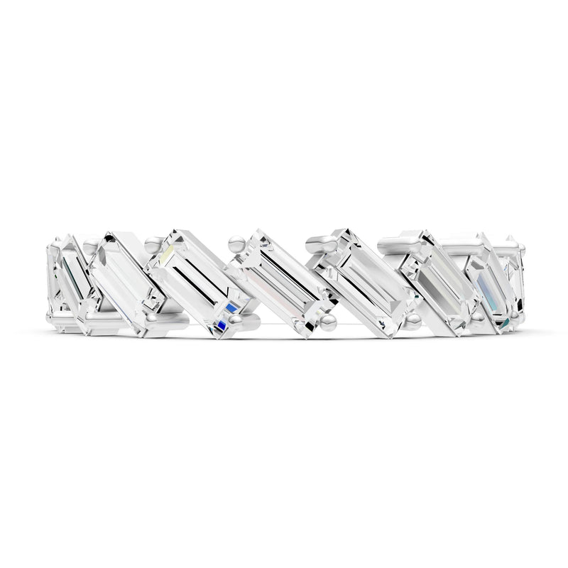 Diamond Dainty Zigzag Baguette Cut Prong Bar Full Band
