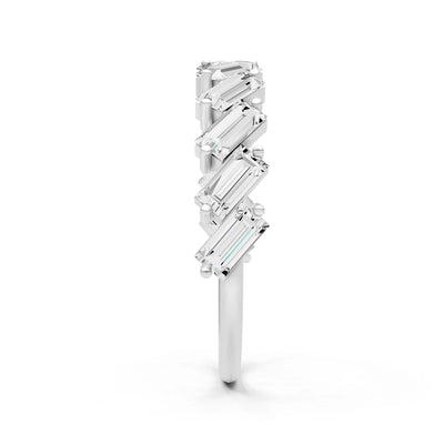 Diamond Dainty Zigzag Baguette Cut Prong Bar Full Band