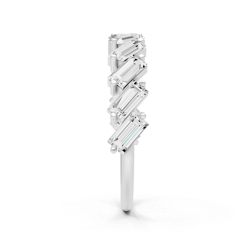 Diamond Dainty Zigzag Baguette Cut Prong Bar Full Band