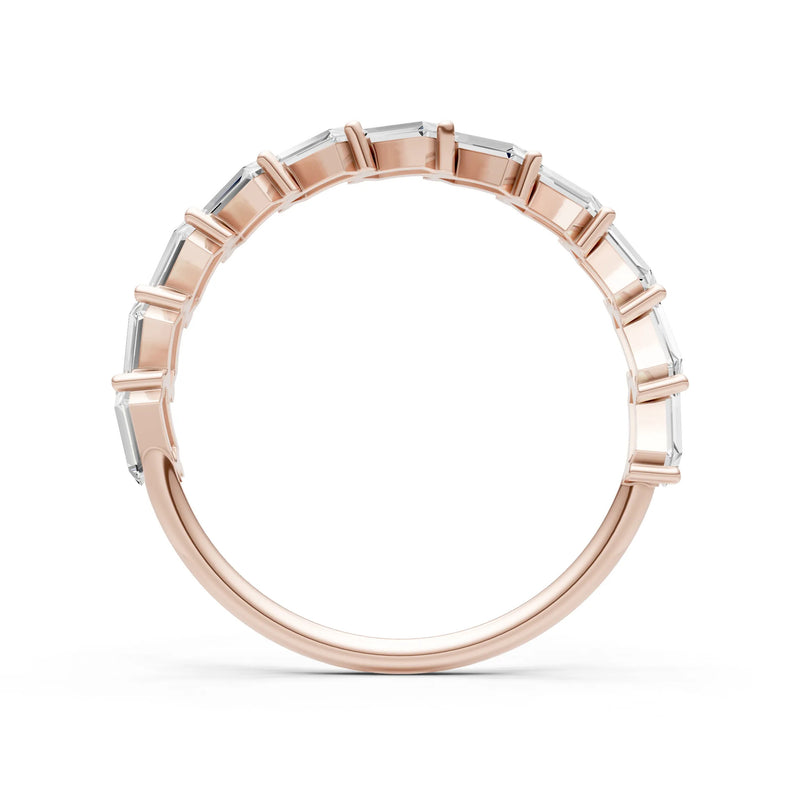 Baguette Gemstone Dainty Zigzag Prong Bar Full Band