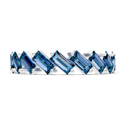 Baguette Gemstone Dainty Zigzag Prong Bar Full Band