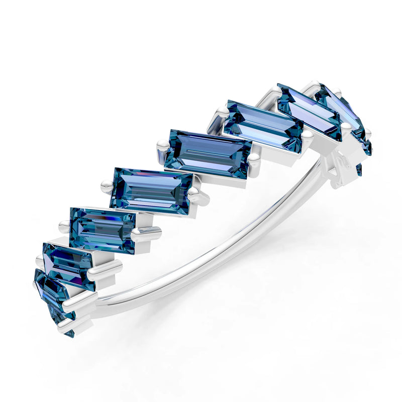 Alexandrite Dainty Zigzag Baguette Cut Prong Bar Full Band
