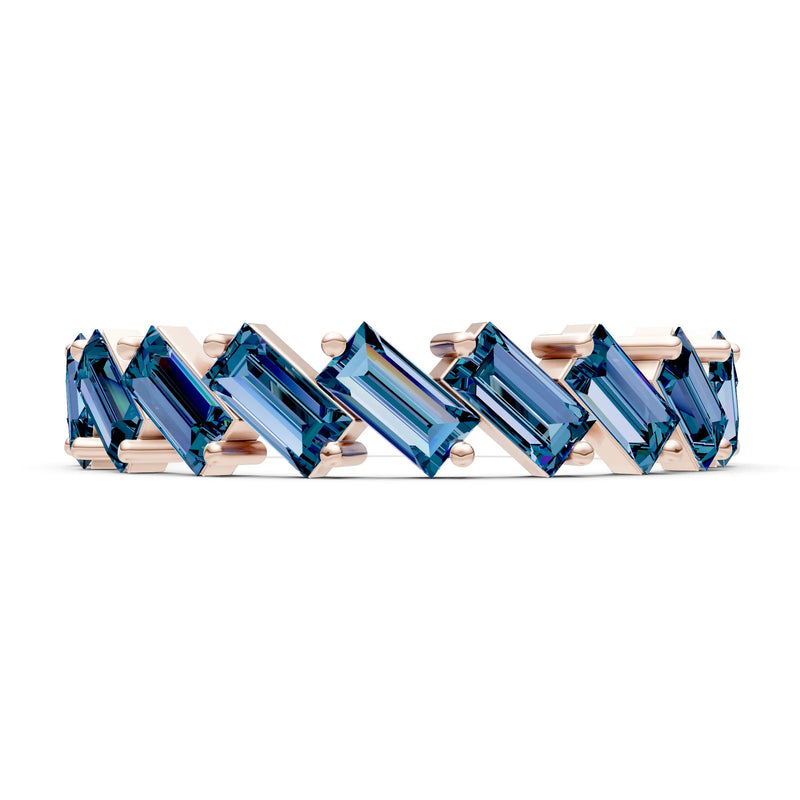 Alexandrite Dainty Zigzag Baguette Cut Prong Bar Full Band