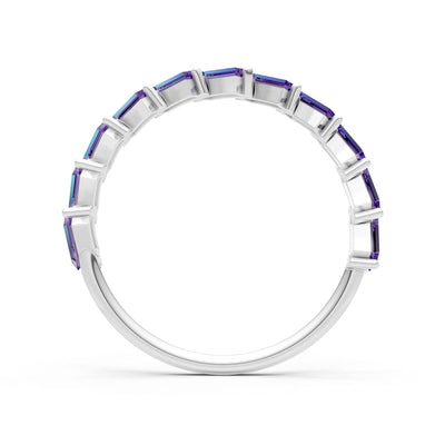 Amethyst Dainty Zigzag Baguette Cut Prong Bar Full Band