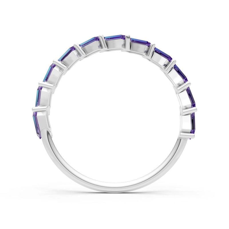 Amethyst Dainty Zigzag Baguette Cut Prong Bar Full Band