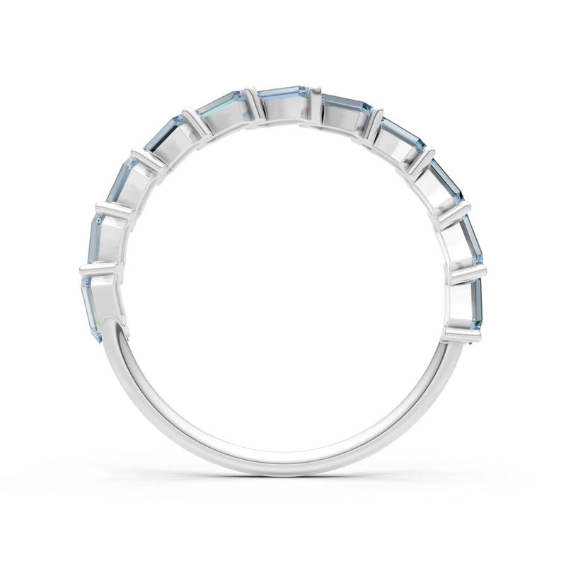Baguette Gemstone Dainty Zigzag Prong Bar Full Band