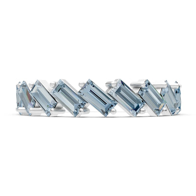 Aquamarine Dainty Zigzag Baguette Cut Prong Bar Full Band