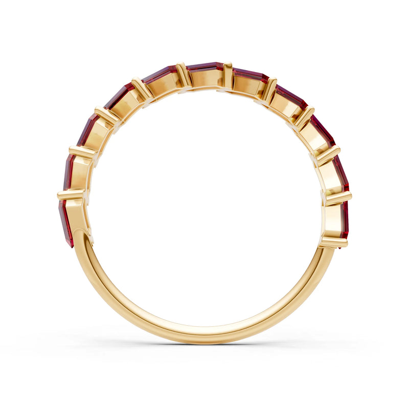 Baguette Gemstone Dainty Zigzag Prong Bar Full Band
