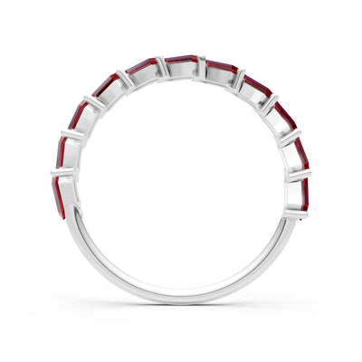 Baguette Gemstone Dainty Zigzag Prong Bar Full Band