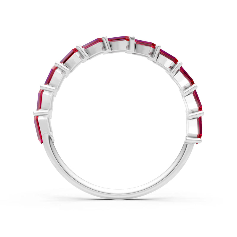 Baguette Gemstone Dainty Zigzag Prong Bar Full Band