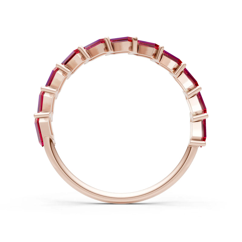 Baguette Gemstone Dainty Zigzag Prong Bar Full Band