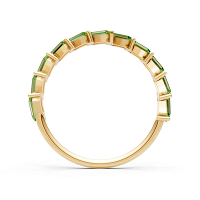 Baguette Gemstone Dainty Zigzag Prong Bar Full Band