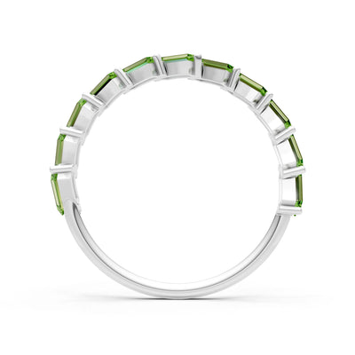 Peridot Dainty Zigzag Baguette Cut Prong Bar Full Band