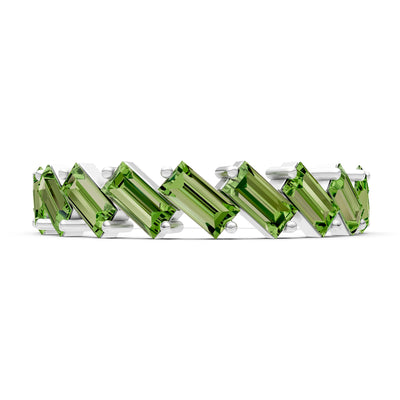 Peridot Dainty Zigzag Baguette Cut Prong Bar Full Band