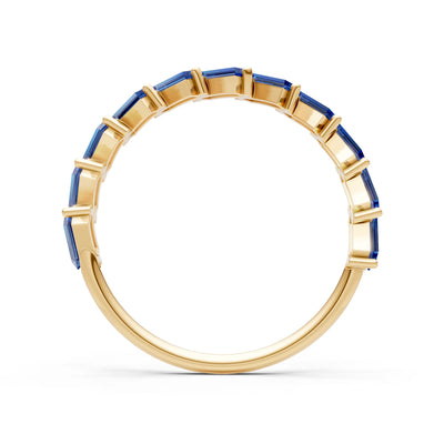 Baguette Gemstone Dainty Zigzag Prong Bar Full Band