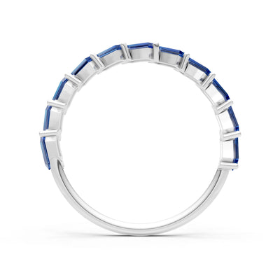 Baguette Gemstone Dainty Zigzag Prong Bar Full Band