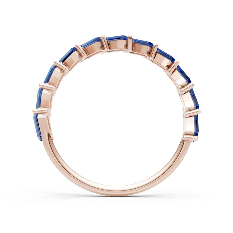 Baguette Gemstone Dainty Zigzag Prong Bar Full Band