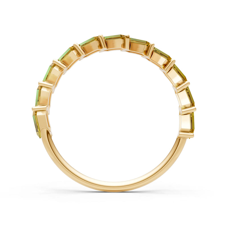 Baguette Gemstone Dainty Zigzag Prong Bar Full Band