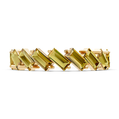 Baguette Gemstone Dainty Zigzag Prong Bar Full Band
