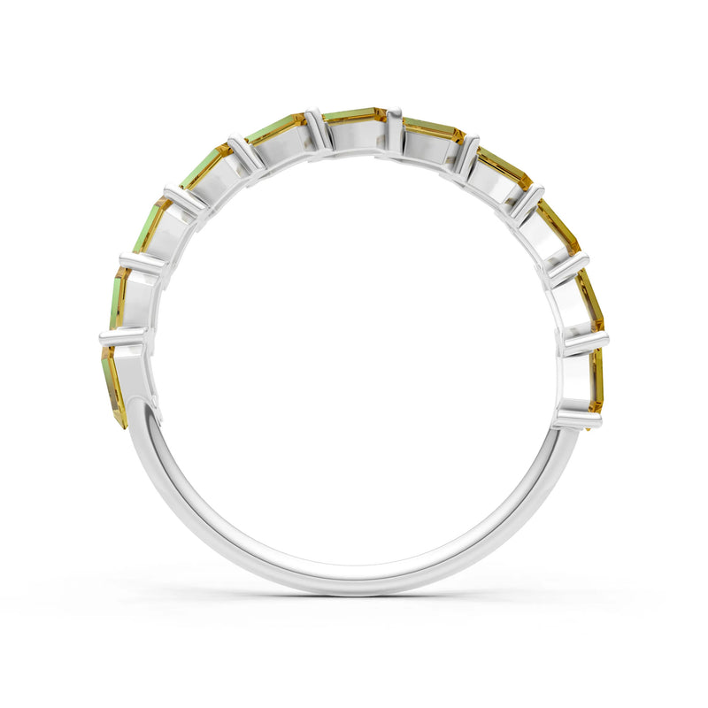 Baguette Gemstone Dainty Zigzag Prong Bar Full Band