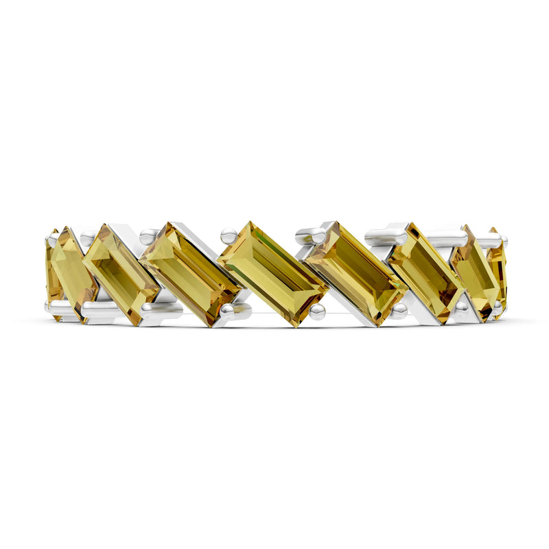 Baguette Gemstone Dainty Zigzag Prong Bar Full Band