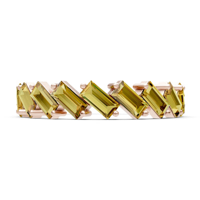 Citrine Dainty Zigzag Baguette Cut Prong Bar Full Band