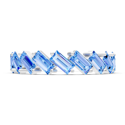 Baguette Gemstone Dainty Zigzag Prong Bar Full Band